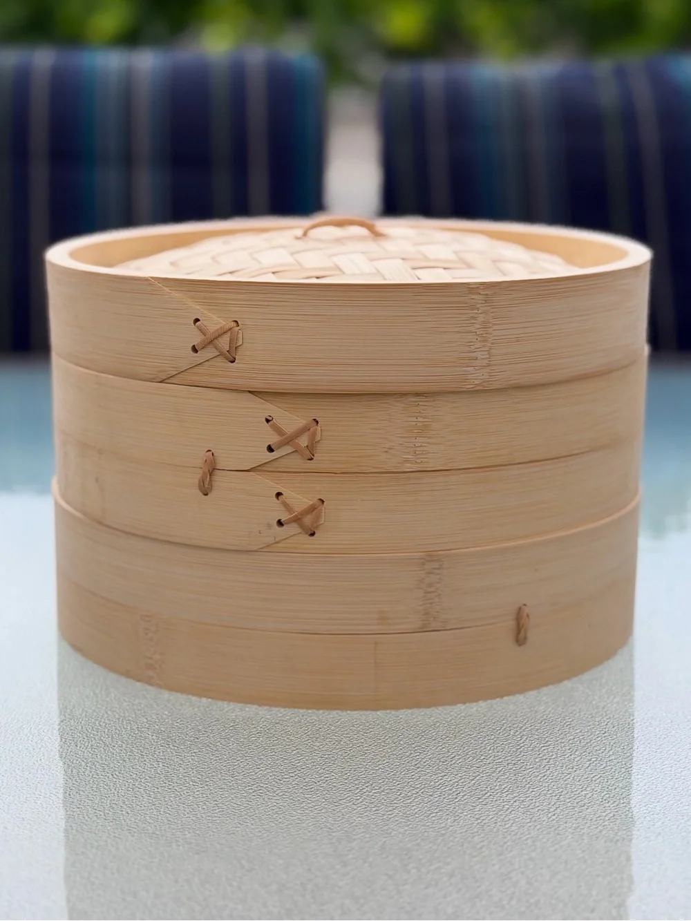 Helen Chen 2-Tier Asian Kitchen 10-Inch Natural Bamboo Steamer ~ 3-Piece Set